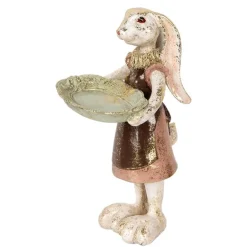Decoratie meisje konijn met schaal 30cm