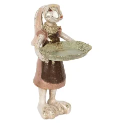 Decoratie meisje konijn met schaal 30cm