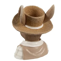 Decoratie meneer konijn met stro hoed 15*15
