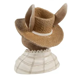 Decoratie mevrouw konijn met stro hoed 15*15