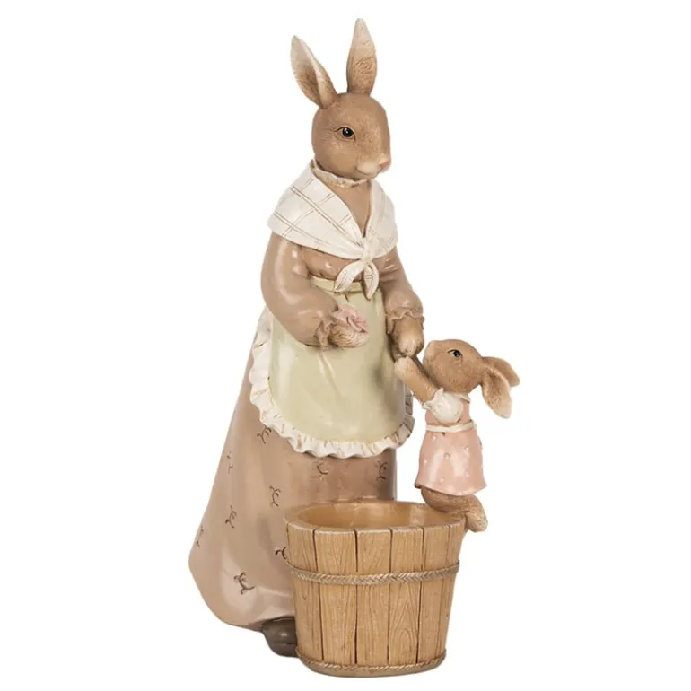 Decoratie moeder konijn met kleintje 13*7*23