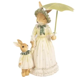 Decoratie moeder konijn met kindje en paraplu