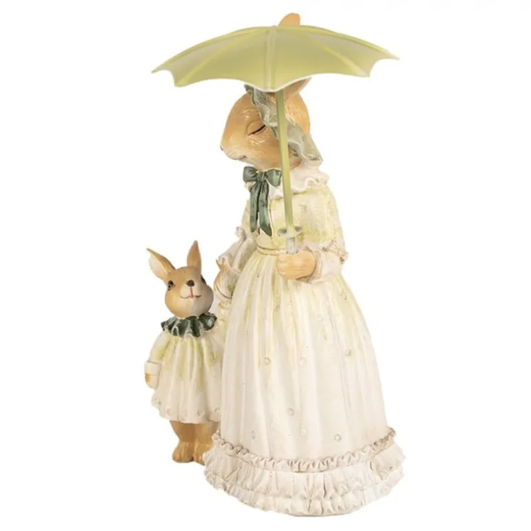 Decoratie moeder konijn met kindje en paraplu