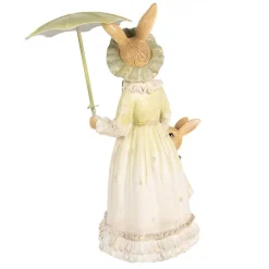 Decoratie moeder konijn met kindje en paraplu