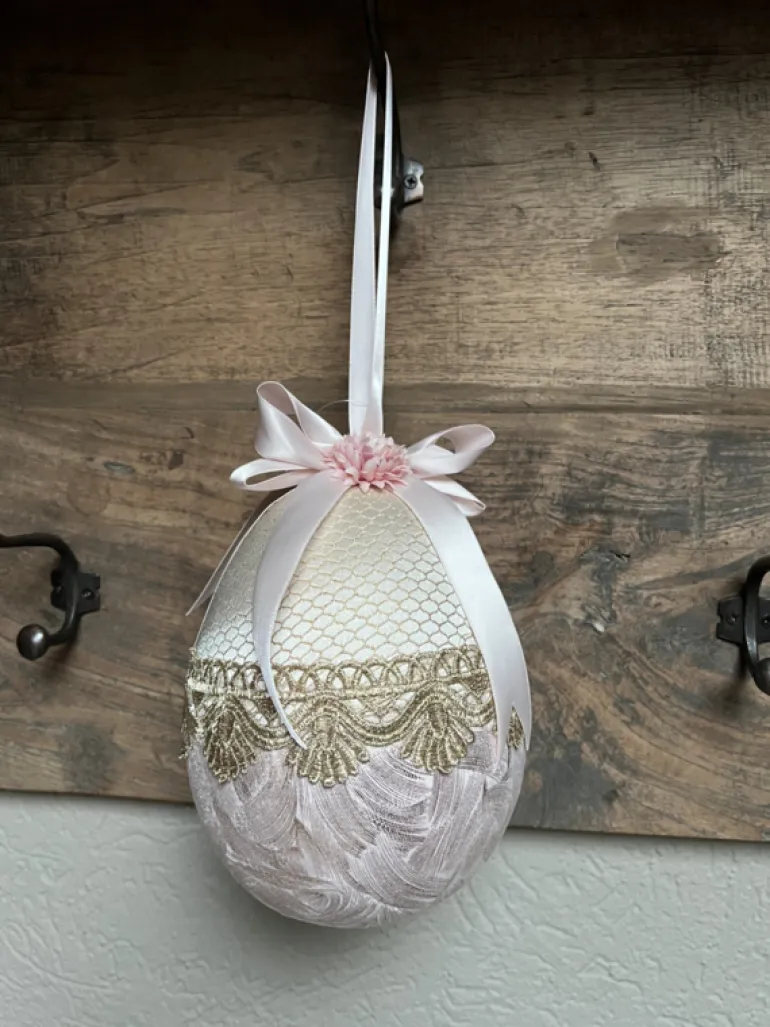 Decoratie paashanger ei textiel 14*18