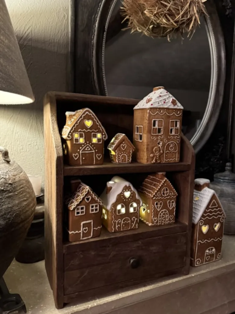 Decoratie peperkoekhuisje kaarthouder 5*4*6