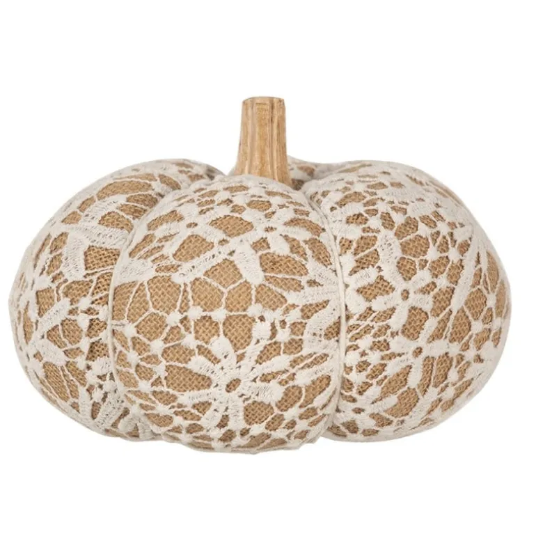 Decoratie pompoen met kant 20*17