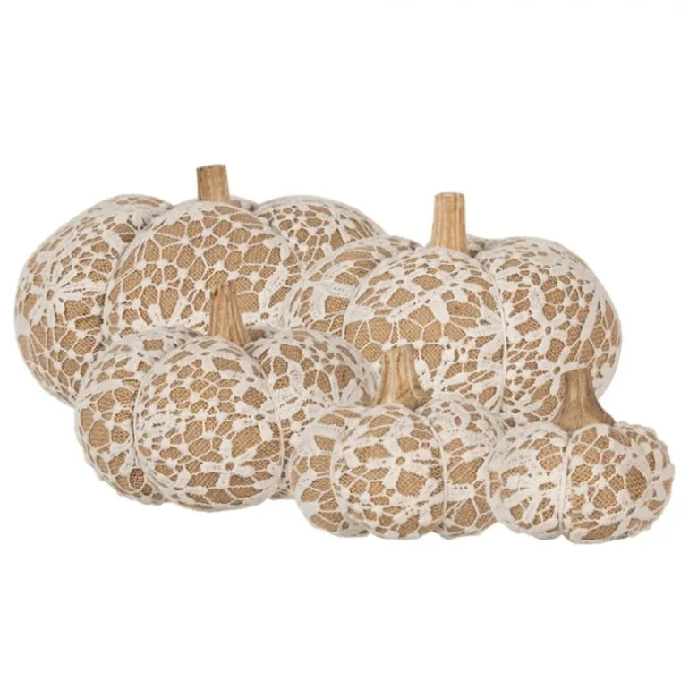 Decoratie pompoen met kant 20*17