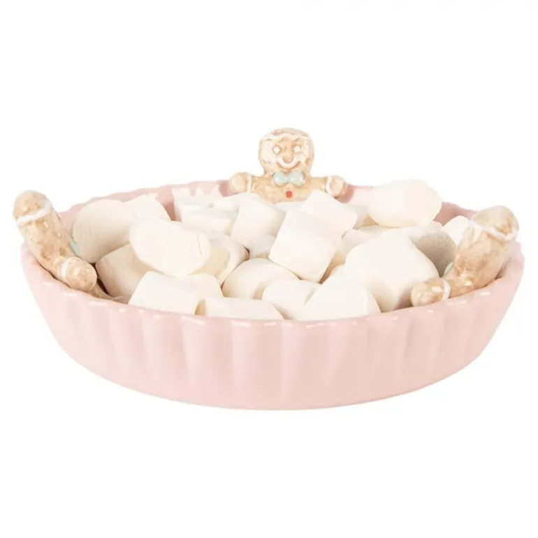 Decoratie schaal gingerbread man roze 23*7