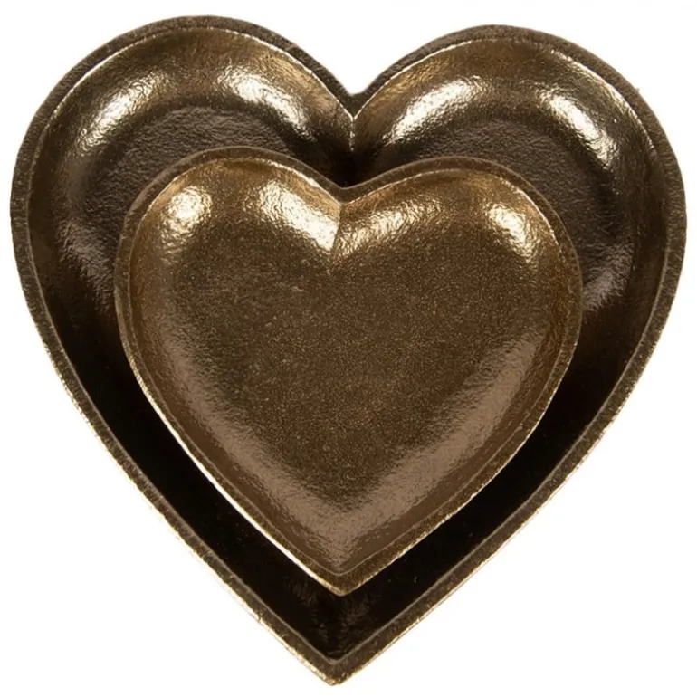 Decoratie schaal hart goudkleur 14*14*2