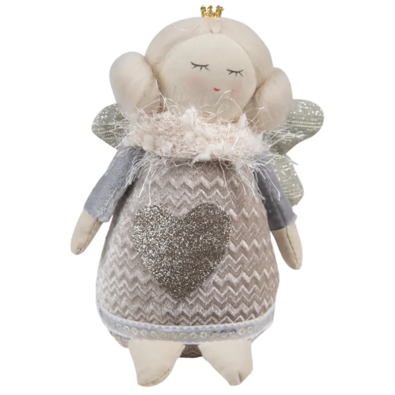 Decoratie stoffen engel beige/roze