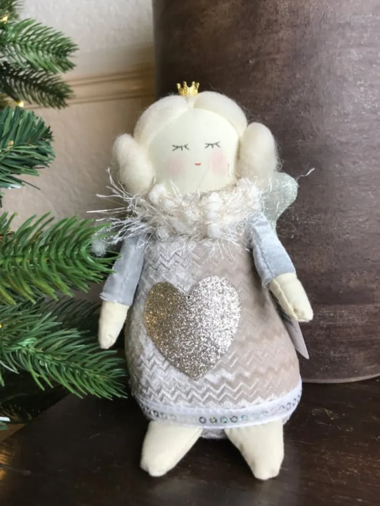 Decoratie stoffen engel beige/roze