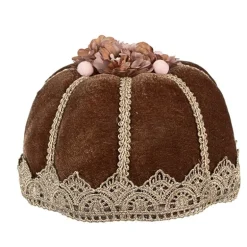 Decoratie taart textiel bruin 15*10