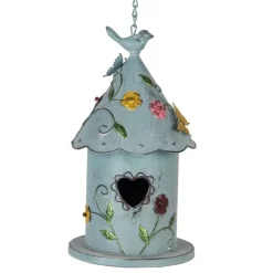 Decoratie vogelhuis bloemen en vlinders 16*19*29