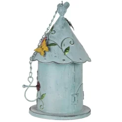 Decoratie vogelhuis bloemen en vlinders 16*19*29