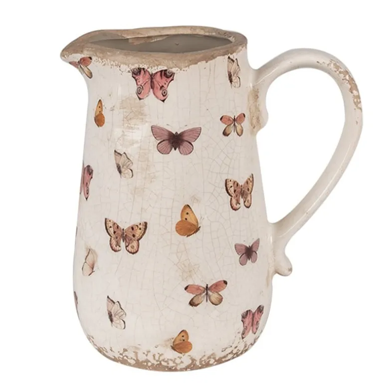 Decoratieve schenkkan/vaas vlinders 16*12*18