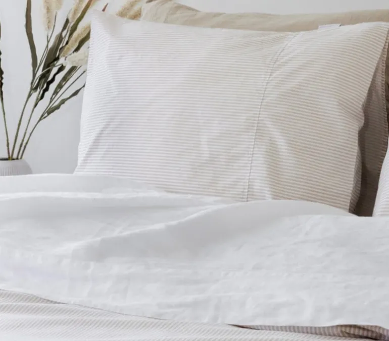 Dekbedovertrek Newport Stripe zand/beige 240*220