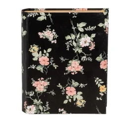Doos in boekvorm bloemetjes zwart 17*14