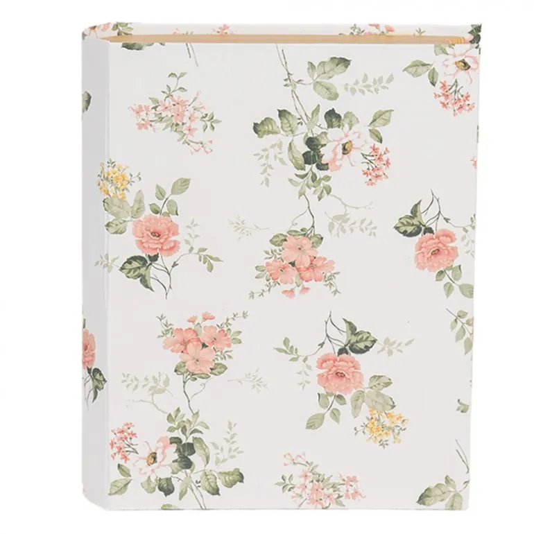 Doos in boekvorm bloemetjes wit 17*14