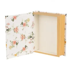 Doos in boekvorm bloemetjes wit 17*14