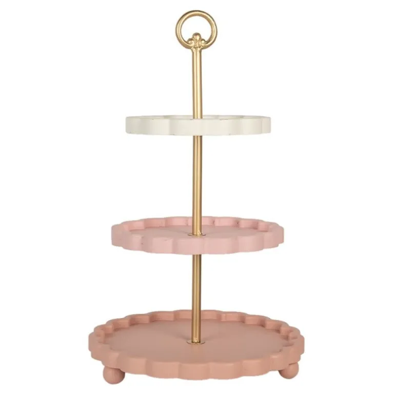 Etagère 3-laags roze/goud 30*50