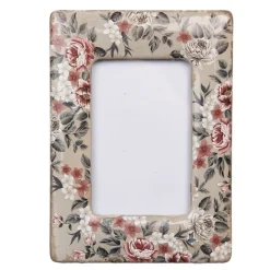 Fotolijst bloemen beige keramiek 9*13