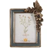 Fotolijst bloemen en vlinder blauw/goud 13*18