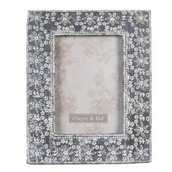 Fotolijst bloemetjes grijs/wit 10*15