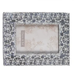 Fotolijst bloemetjes grijs/wit 10*15