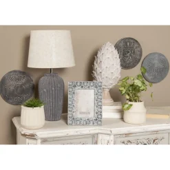 Fotolijst bloemetjes grijs/wit 10*15