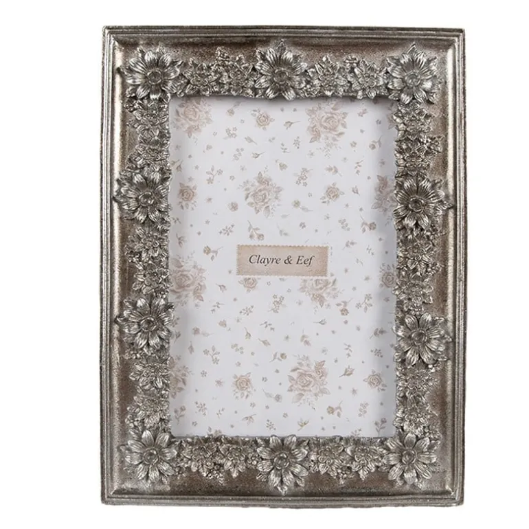 Fotolijst met bloemen oudzilverkleur 10*15