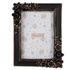 Fotolijst met bloemen zwart/goud 10*15