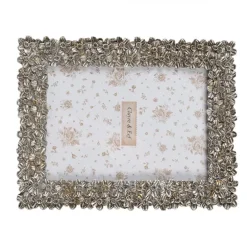 Fotolijst met bloemetjesrand zilverkleur 13*18