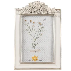 Fotolijst met roosjes wit/zilverkleur 10*15