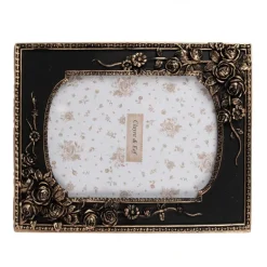 Fotolijst met roosjes zwart/goud 13*18