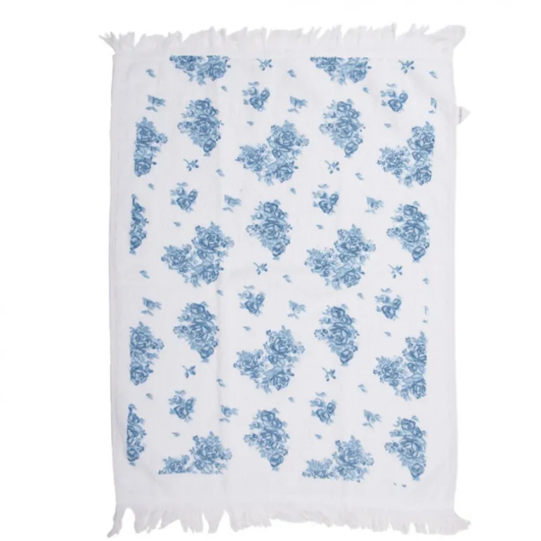 Gastendoekje roosjes blauw