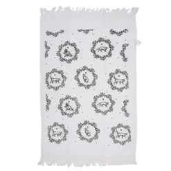 Gastendoekje wit/grijs kat model 2