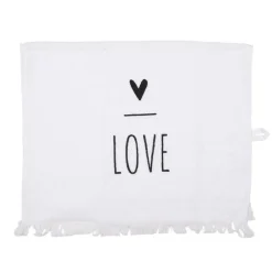 Gastendoekje wit/zwart LOVE
