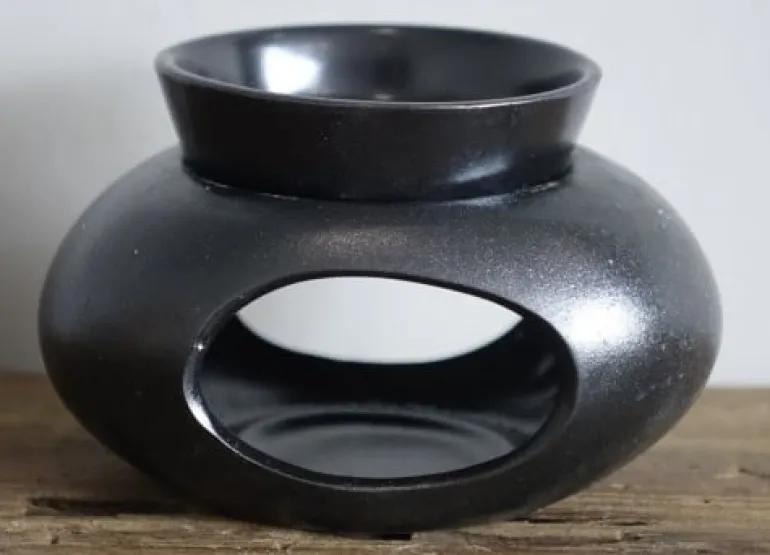 Geurbrander W aardewerk zwart 14*10*9