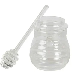 Glazen honingpot met deksel