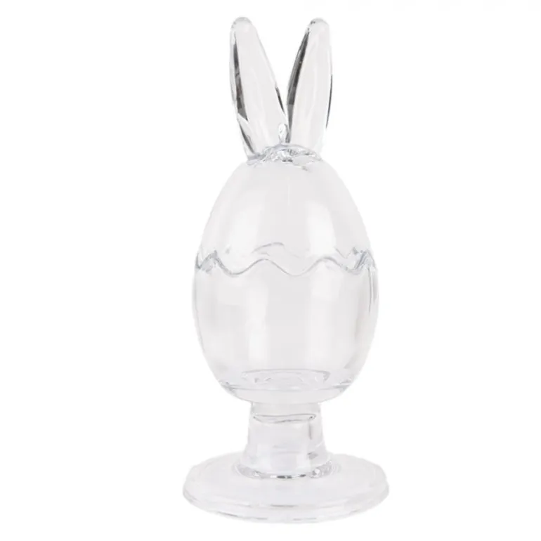 Glazen voorraadpot op voet met oren 9*22 leeg of gevuld