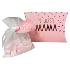 Gondeldoosje gevuld met hartzeepjes in organza zakje