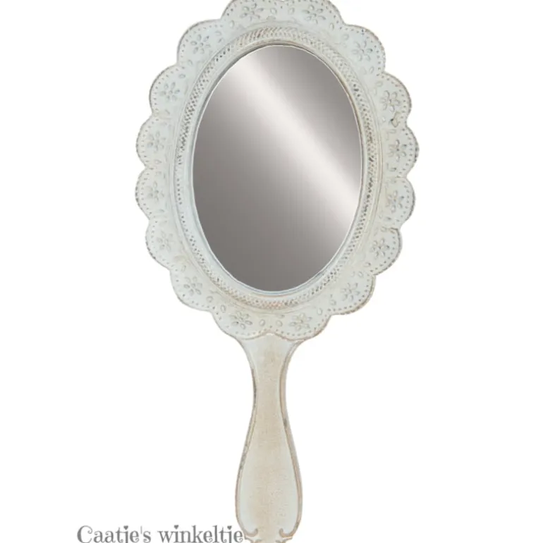 Handspiegel bloem grijs