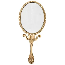 Handspiegel goudkleur met bloemen 8*18