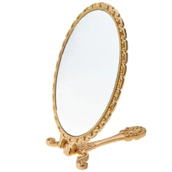 Handspiegel goudkleur met bloemen 8*18