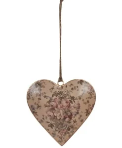 Hangend metalen hart rozen 10 cm