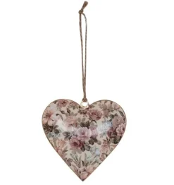Hangend metalen hart vintage 10 cm