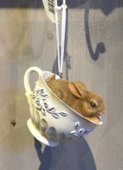 Hanger konijn in kopje wit