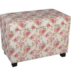 Hocker / opbergkist vintage gebloemd L
