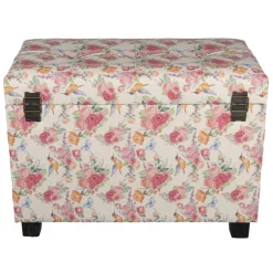 Hocker / opbergkist vintage gebloemd L